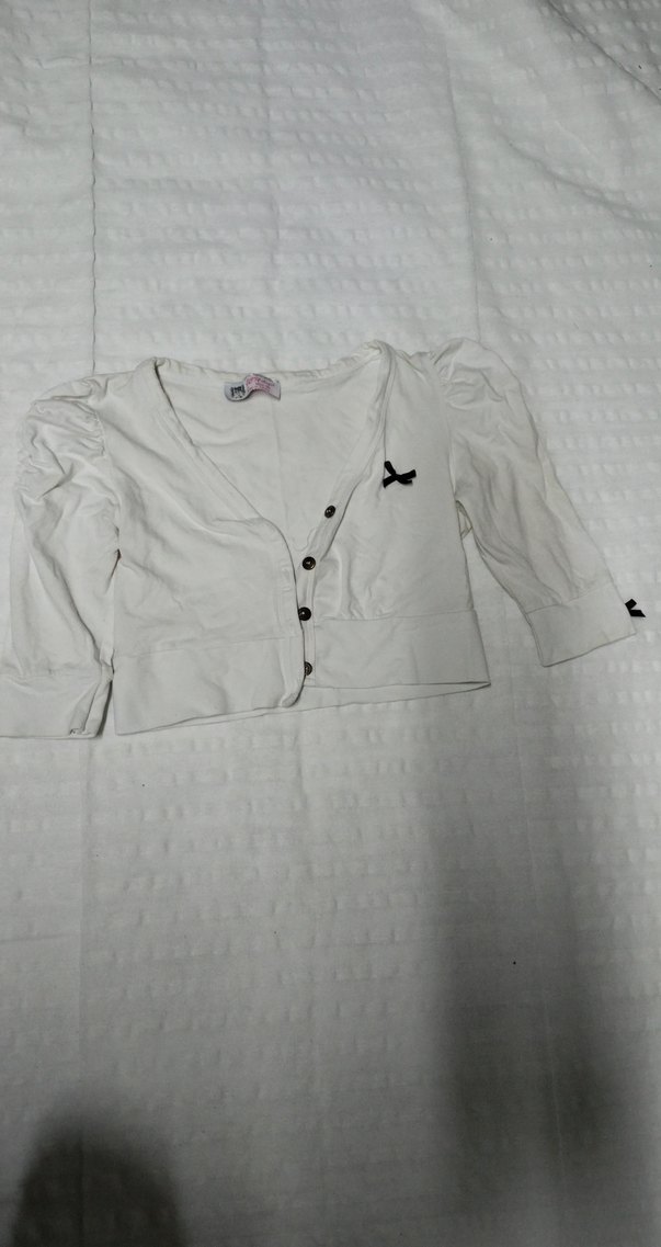 Beyaz Düğmeli Kız Bolero - Görsel 2