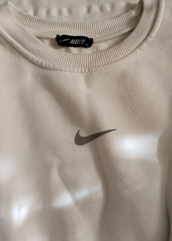 Beyaz Oversize Keten Sweatshirt - Görsel 4