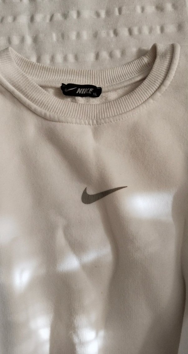 Beyaz Oversize Keten Sweatshirt - Görsel 4