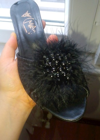 Siyah Yüksek Topuklu Kadın Terlikler - Görsel 5