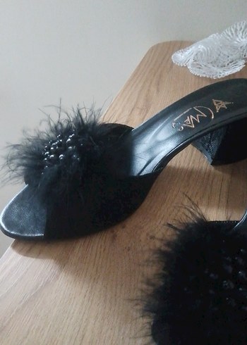 Siyah Yüksek Topuklu Kadın Terlikler - Görsel 2