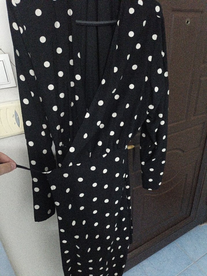 Puantiye Desenli Uzun Kollu midi elbise - Görsel 2