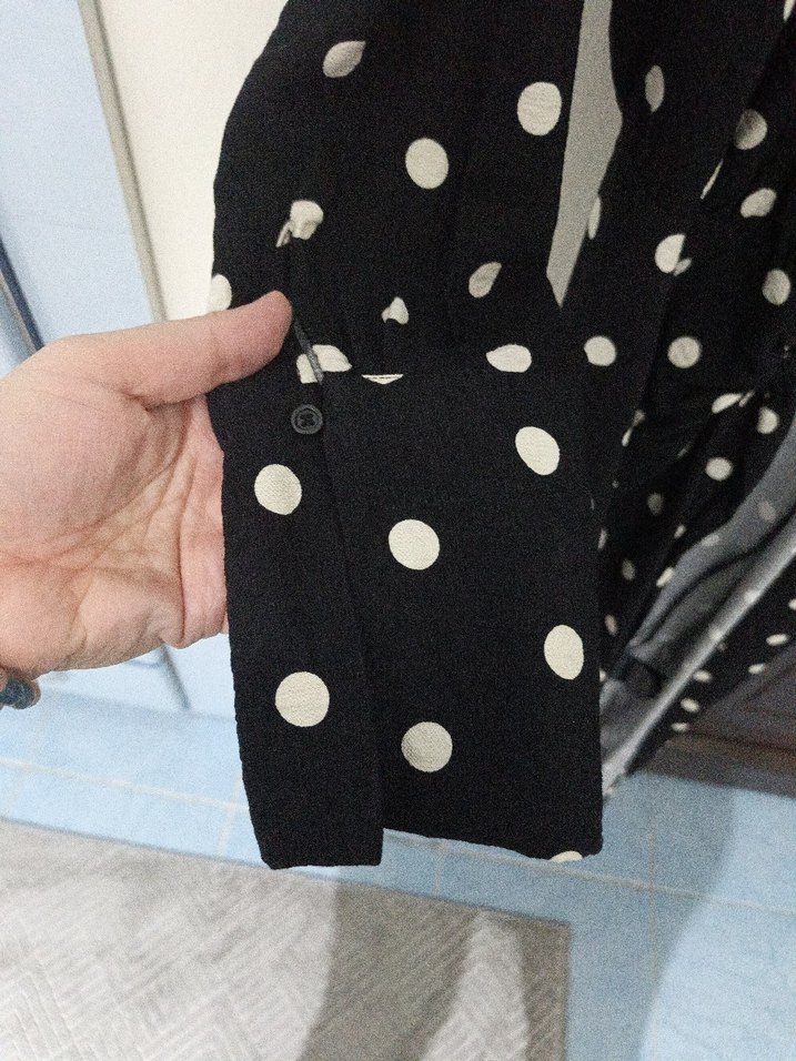 Puantiye Desenli Uzun Kollu midi elbise - Görsel 4