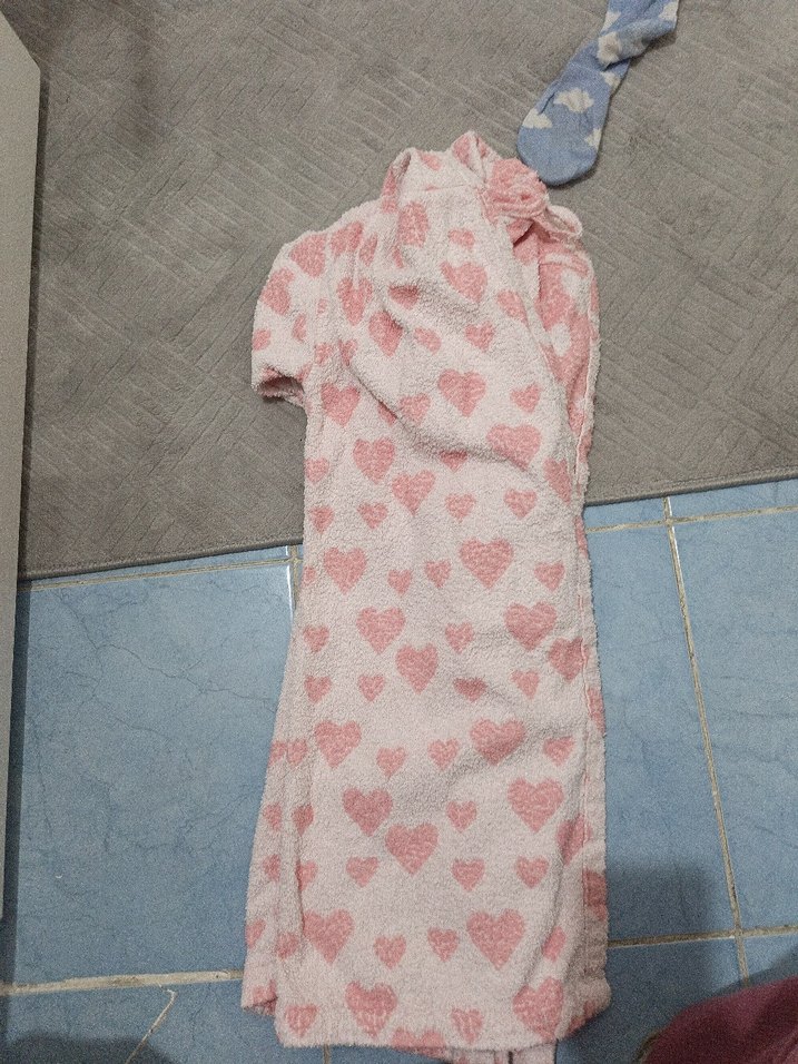 Kız Çocuk Kalp Desenli Pembe Bornoz - Görsel 5