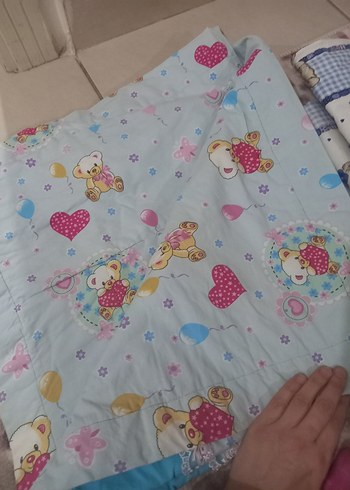 Mavi Ayıcık Desenli Pamuklu Bebek Battaniyesi - Görsel 5