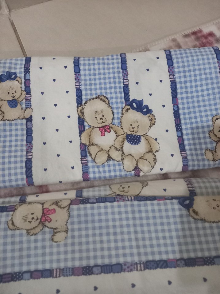 Mavi Ayıcık Desenli Pamuklu Bebek Battaniyesi - Görsel 2