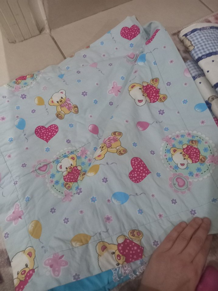 Mavi Ayıcık Desenli Pamuklu Bebek Battaniyesi - Görsel 5