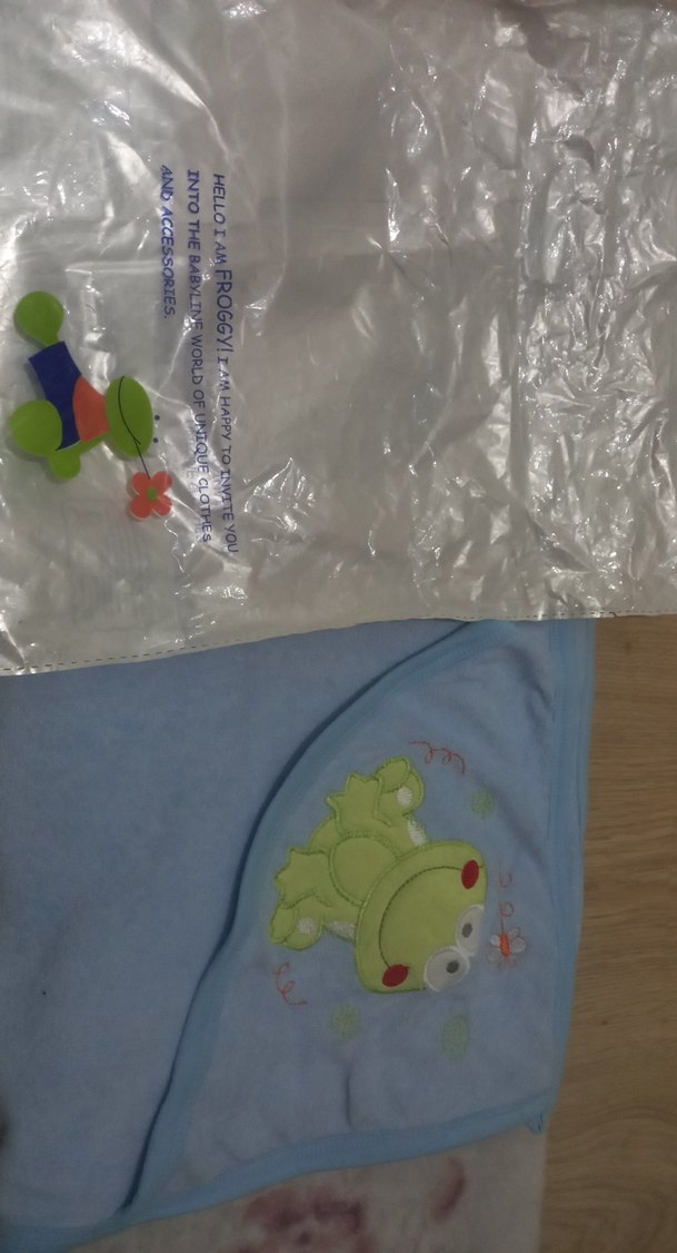 Renkli Nakışlı Mavi Çocuk havlusu - Görsel 2