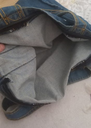 Mavi Baskılı Kot Kadın Omuz Çantası kotondan alındı.kullanilmadi - Görsel 4