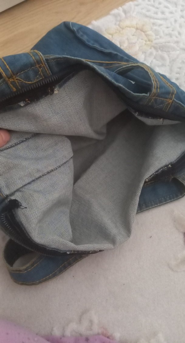 Mavi Baskılı Kot Kadın Omuz Çantası kotondan alındı.kullanilmadi - Görsel 4