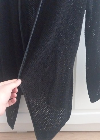 Siyah Örgü Kadın Hırka, Uzun Kollu, Salaş - Görsel 5