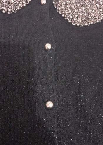 Nakışlı Yakalı Siyah Kadın Kazak - Görsel 8