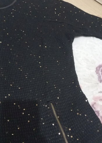 Siyah Örgü Kadın Kazak, Uzun Kollu, Dar Kesim - Görsel 4