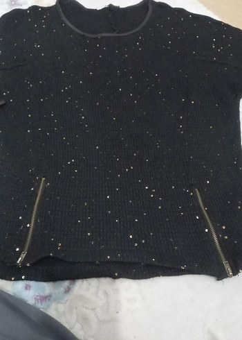 Siyah Örgü Kadın Kazak, Uzun Kollu, Dar Kesim - Görsel 2