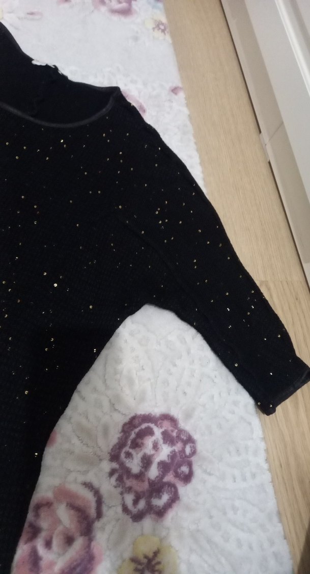 Siyah Örgü Kadın Kazak, Uzun Kollu, Dar Kesim - Görsel 3