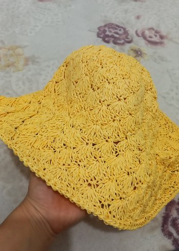 Sarı Örgü Bohem Kadın Şapka - Görsel 2