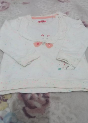 Kız Çocuk Beyaz Fırfırlı Sweatshirt - Görsel 2