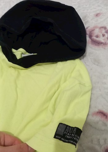 Sarı Kapüşonlu Sokak Stili Erkek Tişört - Görsel 3