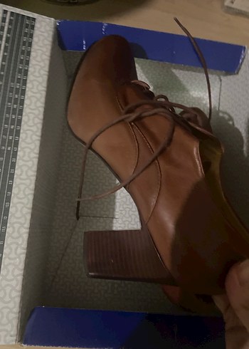 Kadın Kahverengi Deri Dolgu Topuk Oxford Ayakkabı - Görsel 2