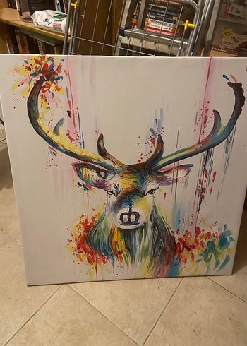 Renkli Geyik Temalı Soyut Tablo - Görsel 2