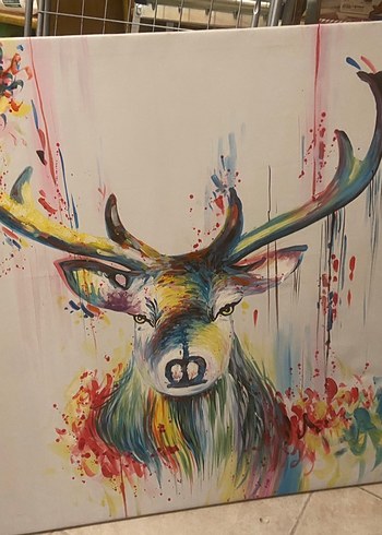 Renkli Geyik Temalı Soyut Tablo - Görsel 3