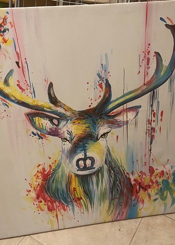 Renkli Geyik Temalı Soyut Tablo - Görsel 4