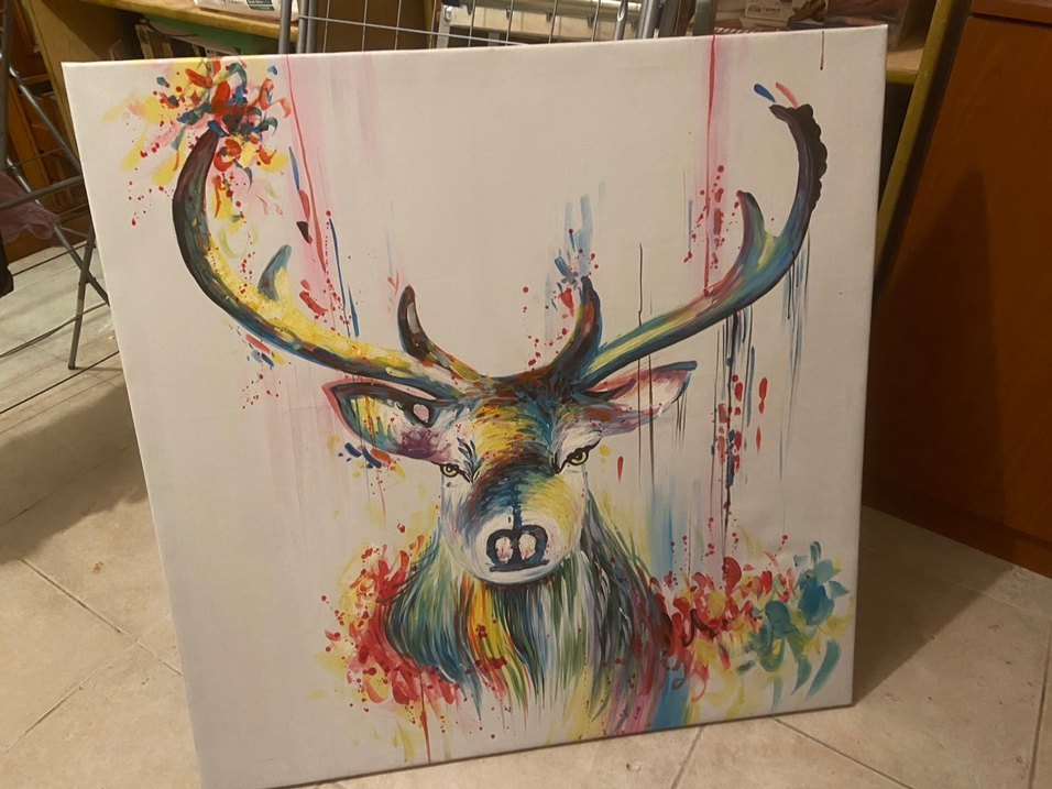 Renkli Geyik Temalı Soyut Tablo - Görsel 3