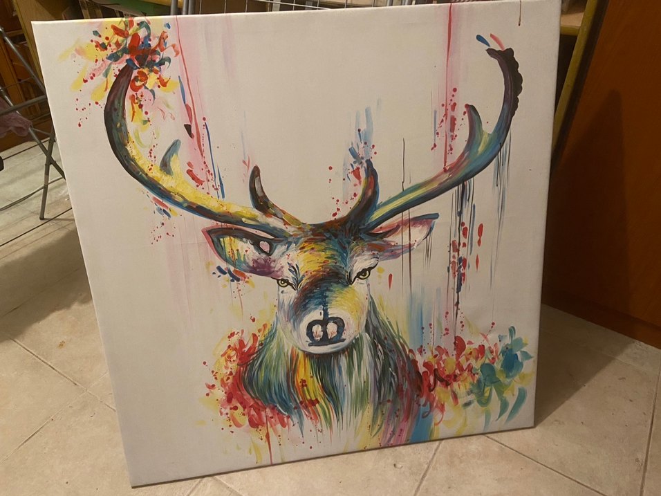 Renkli Geyik Temalı Soyut Tablo - Görsel 4