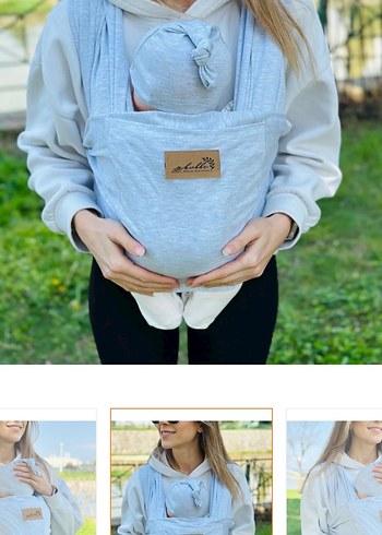 Gri Bebek Kanguru Sling - Görsel 2