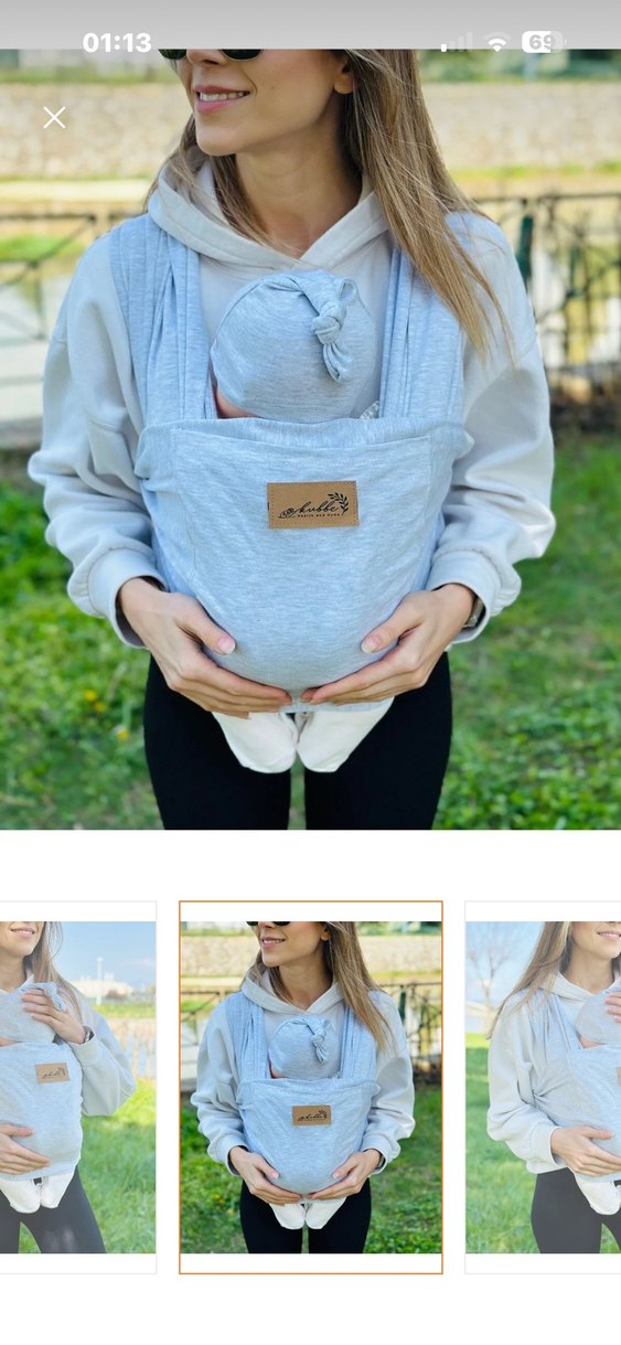 Gri Bebek Kanguru Sling - Görsel 2