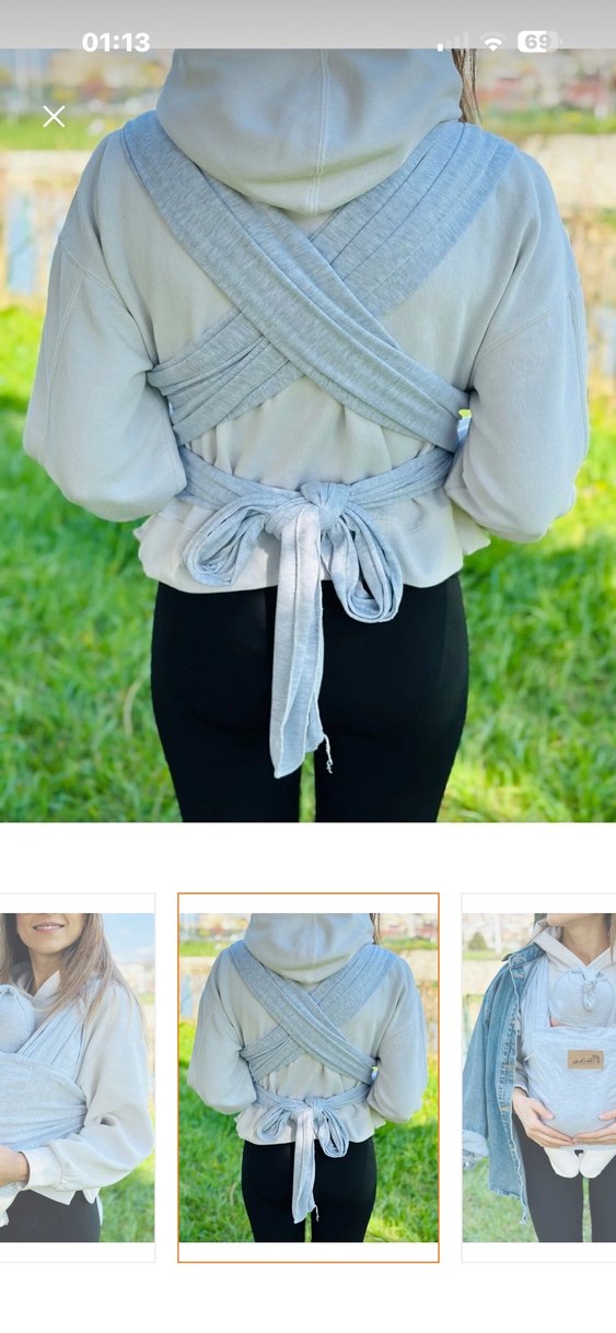 Gri Bebek Kanguru Sling - Görsel 4