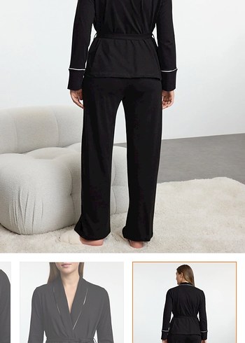 Kemerli Siyah Hamile yada normal pijama takımı - Görsel 2