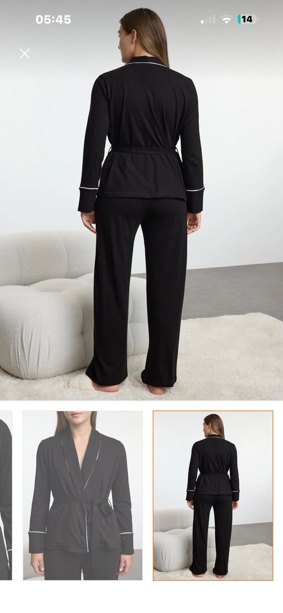 Kemerli Siyah Hamile yada normal pijama takımı - Görsel 2