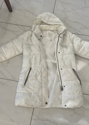 Kadın Beyaz Kürklü Midi Kaban - Görsel 3