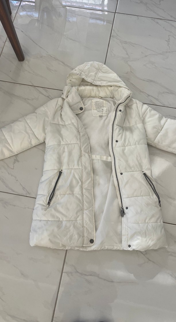 Kadın Beyaz Kürklü Midi Kaban - Görsel 3