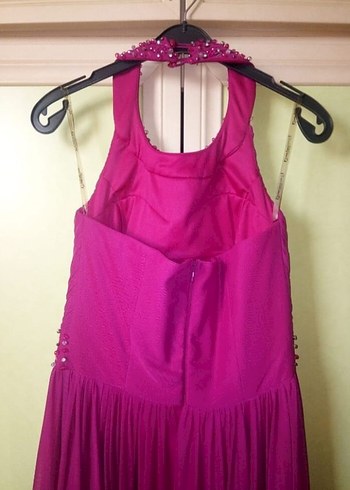 FUŞYA DRAPELİ BOYUNDAN BAĞLAMALI ABİYE - Görsel 7