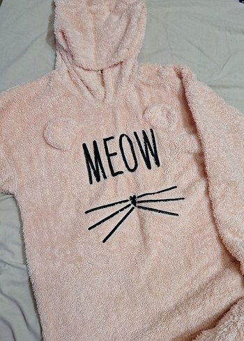 Kürklü Pembe Kedi Temalı Kapüşonlu Tulum - Görsel 2