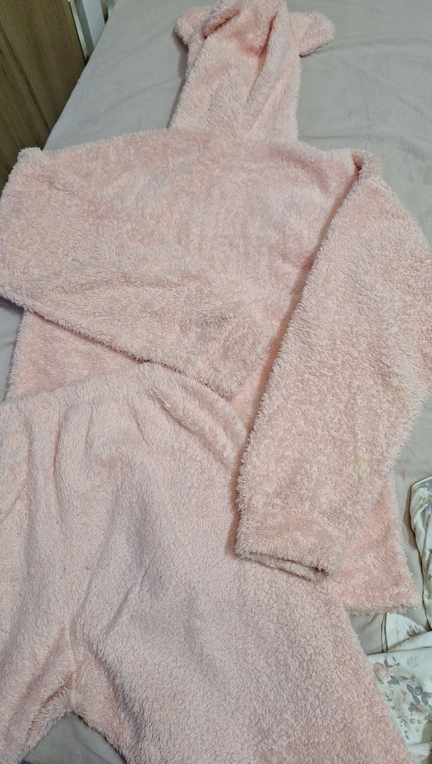 Kürklü Pembe Kedi Temalı Kapüşonlu Tulum - Görsel 3