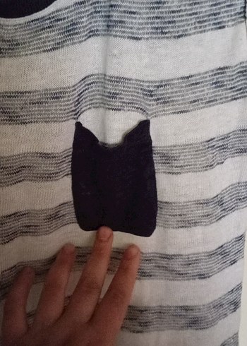 Gri Çizgili Kolsuz Hamile Tişört - Görsel 3