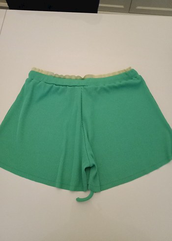 Kadın Yeşil Pilili Mini Şort - Görsel 2