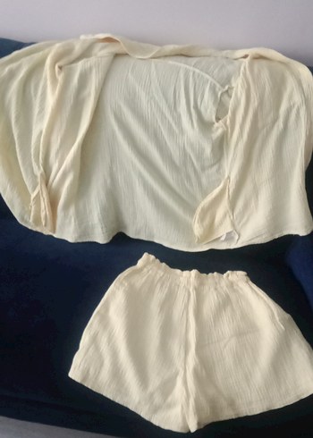 sari uzun Kollu kısa şortluBohem Kadın dış giyim - Görsel 4