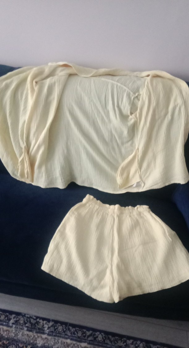 sari uzun Kollu kısa şortluBohem Kadın dış giyim - Görsel 4