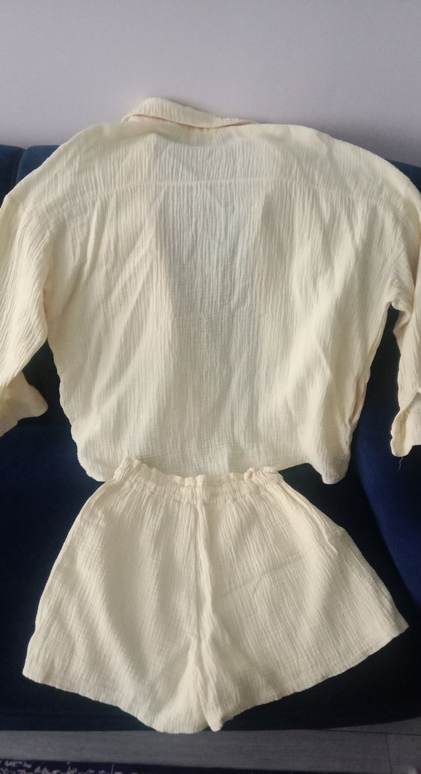 sari uzun Kollu kısa şortluBohem Kadın dış giyim - Görsel 3