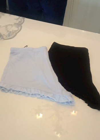 Kadın Gri Mini Şort Fırfırlı Rahat Kesim - Görsel 2