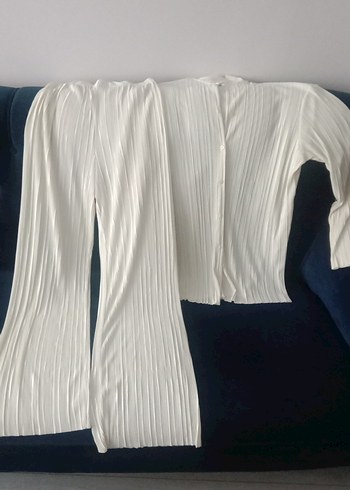 Kadın açık sariPliseli Uzun Kumaş Pantolon - Görsel 5