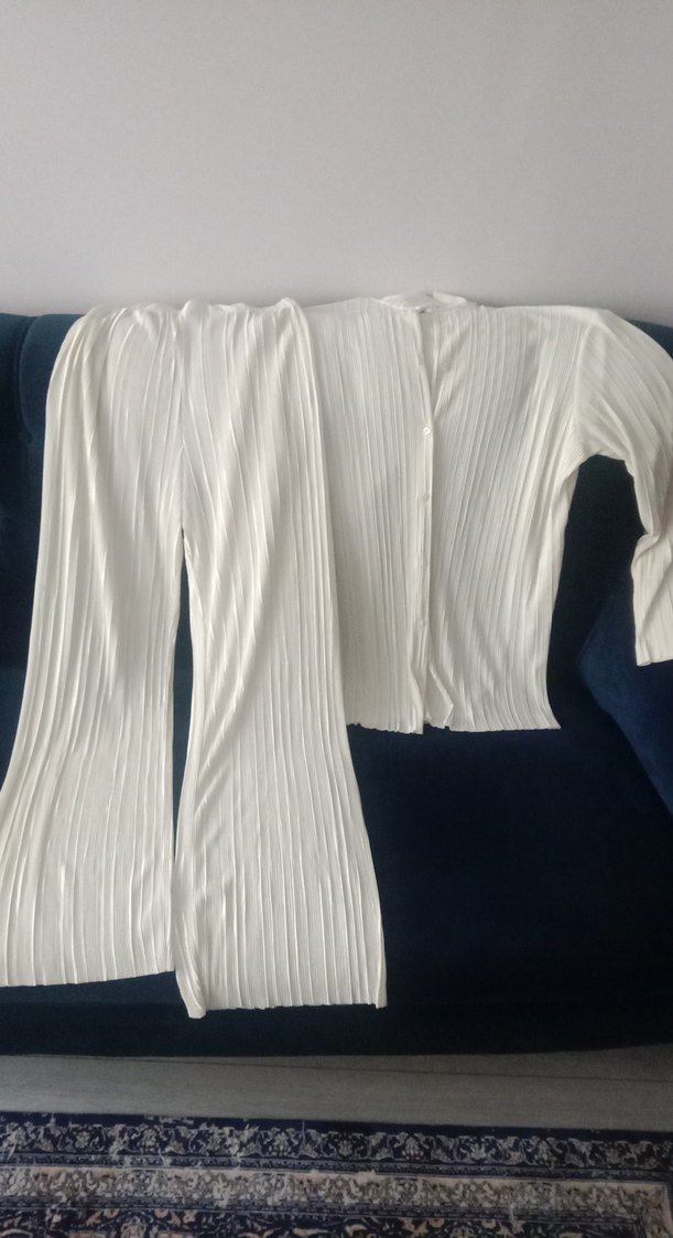 Kadın açık sariPliseli Uzun Kumaş Pantolon - Görsel 5