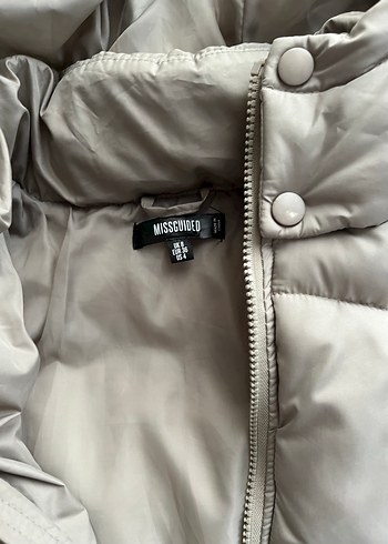 Düğmeli Gri Kadın Kışlık Mont - Görsel 4