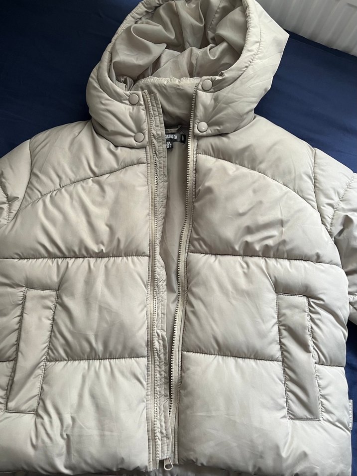 Düğmeli Gri Kadın Kışlık Mont - Görsel 3