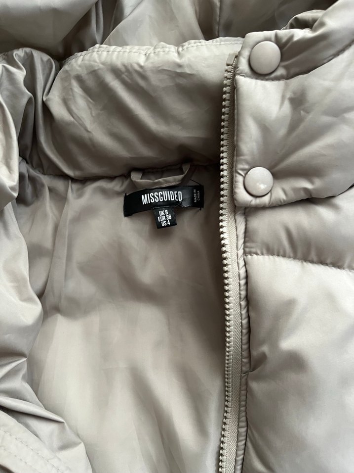 Düğmeli Gri Kadın Kışlık Mont - Görsel 4