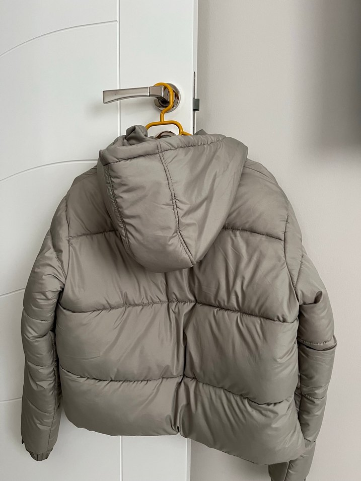 Düğmeli Gri Kadın Kışlık Mont - Görsel 2